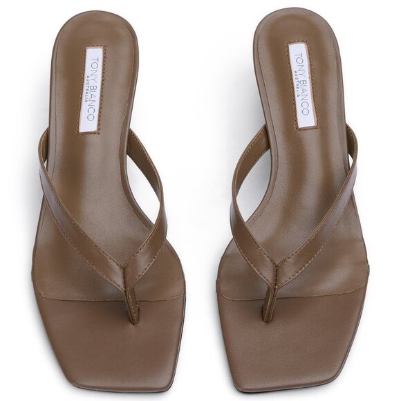 Tony Bianco Topaz Sandal in Liqueur leather kitten heel open toe flip flop - Picture 2 of 11